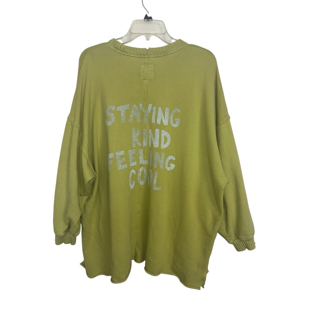 Aerie Chartreuse Staying Kind Feeling Cool Oversized Crewneck Sweatshirt Large